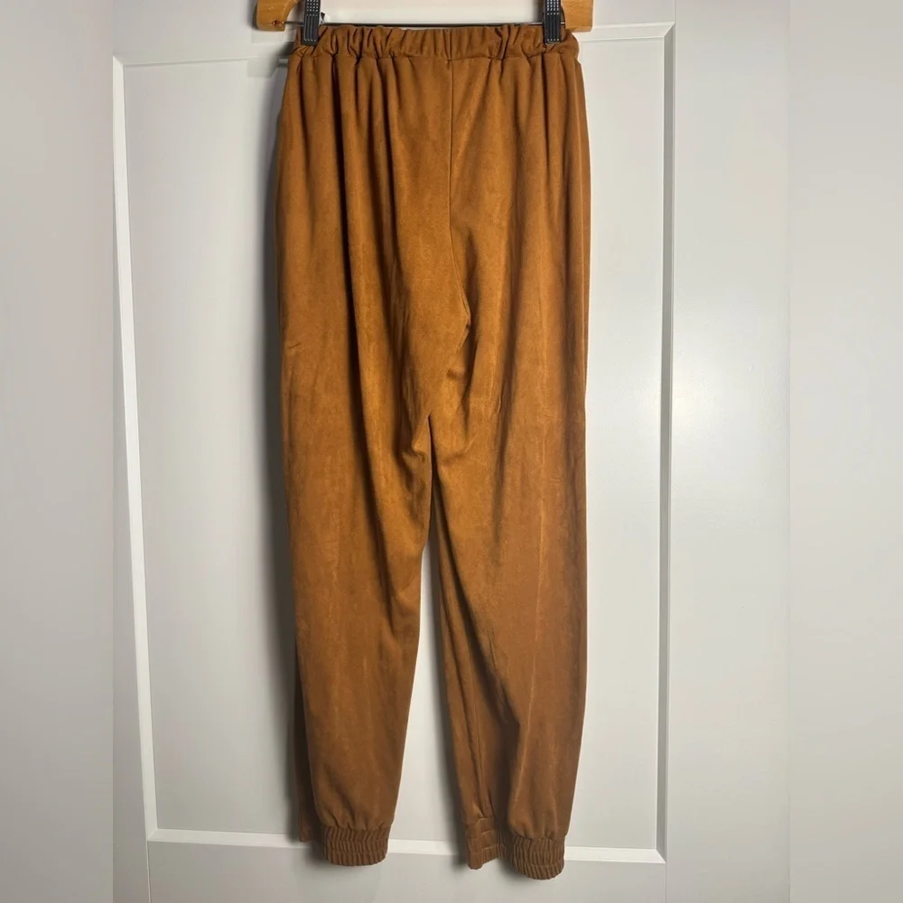 Mi Ami faux suede tie waist high rise joggers
